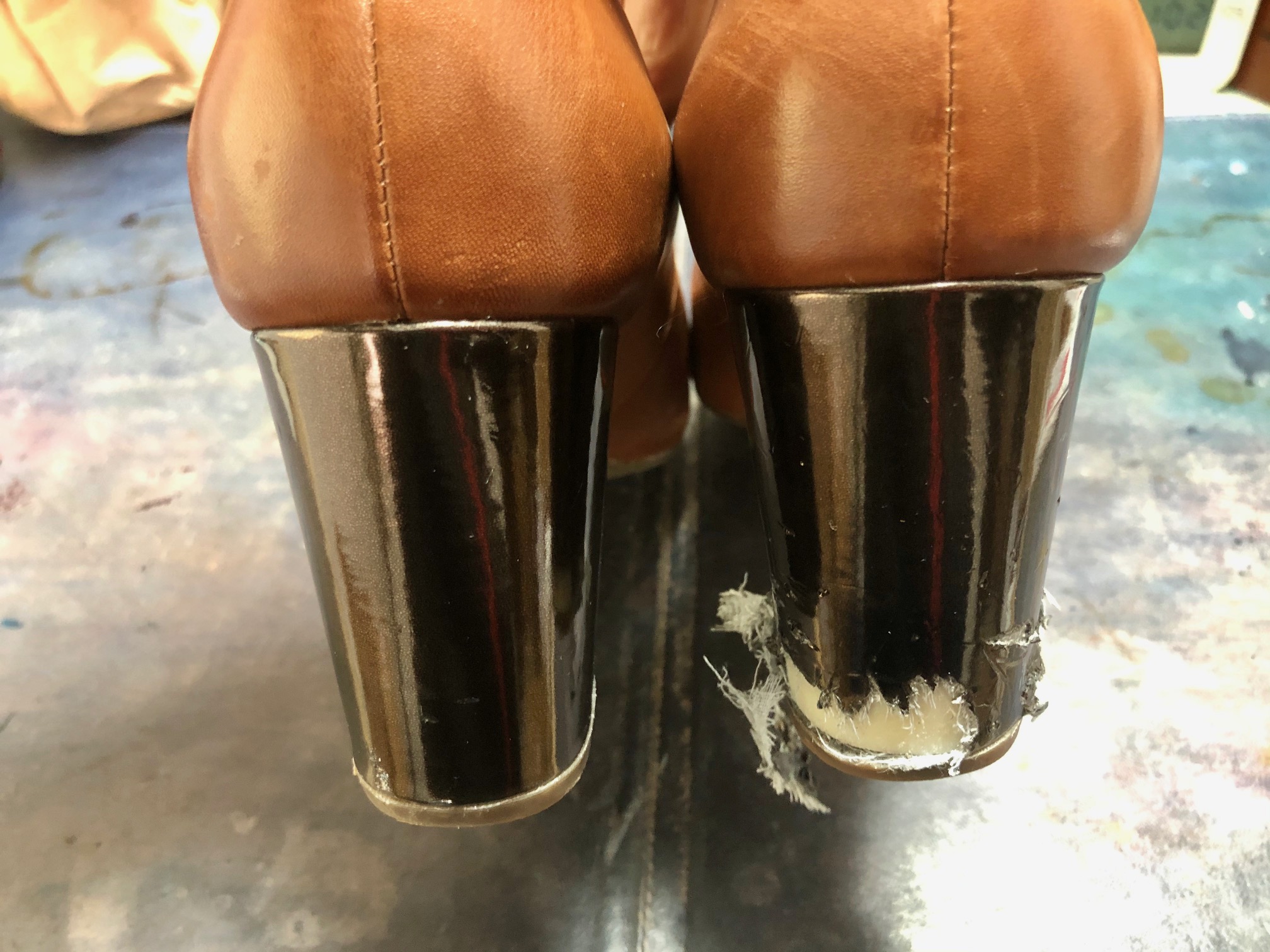 婦人靴 ヒール 巻き革交換 靴磨き 靴修理 グラサージュ30