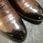 三陽山長 革靴 染め替え アンティーク仕上げ 鏡面磨き ハイシャイン