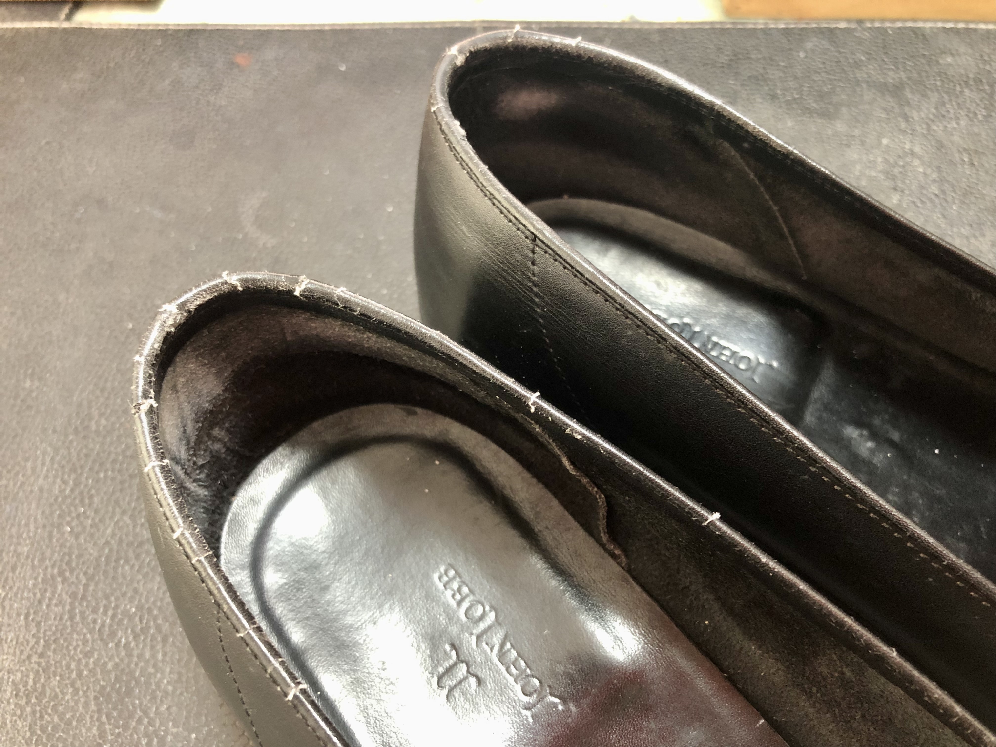 革靴　履き口　パイピング修理