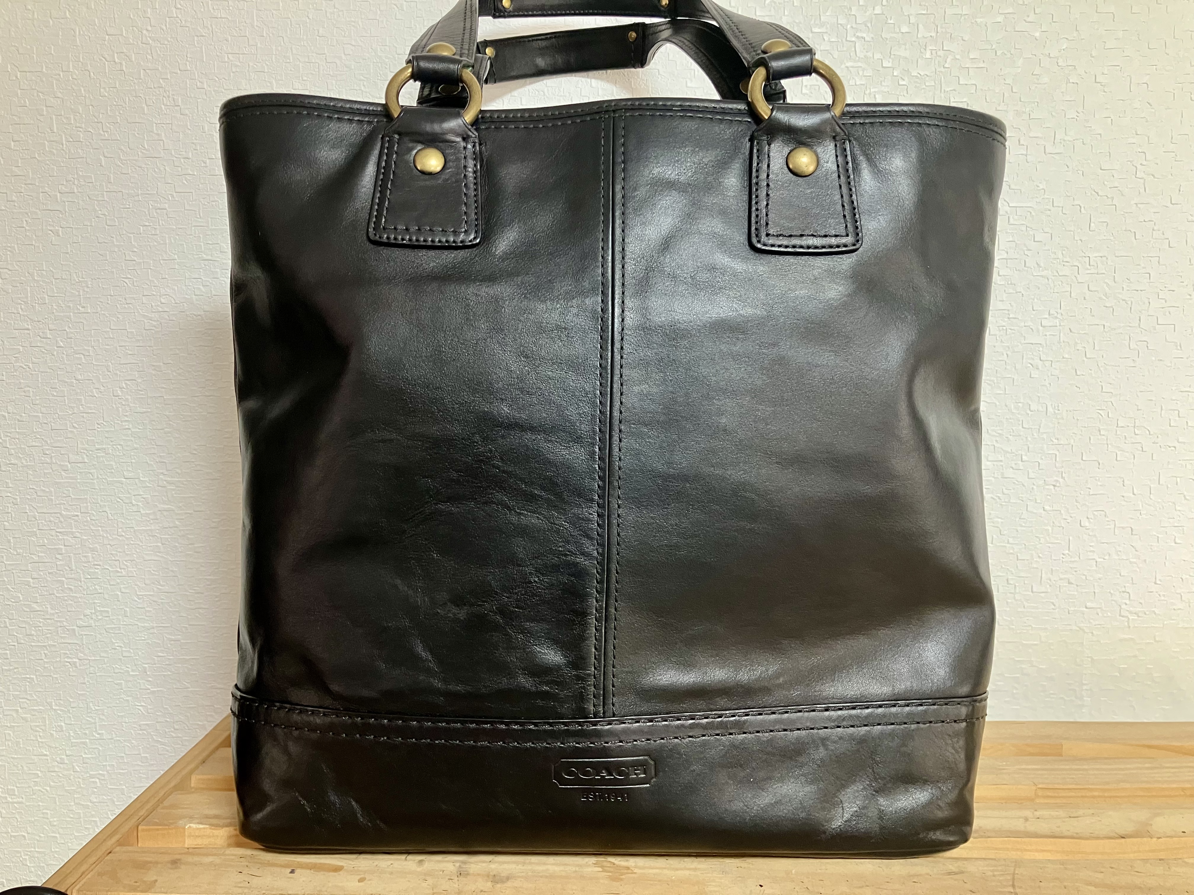 レザーバッグ　染め替え　黒色