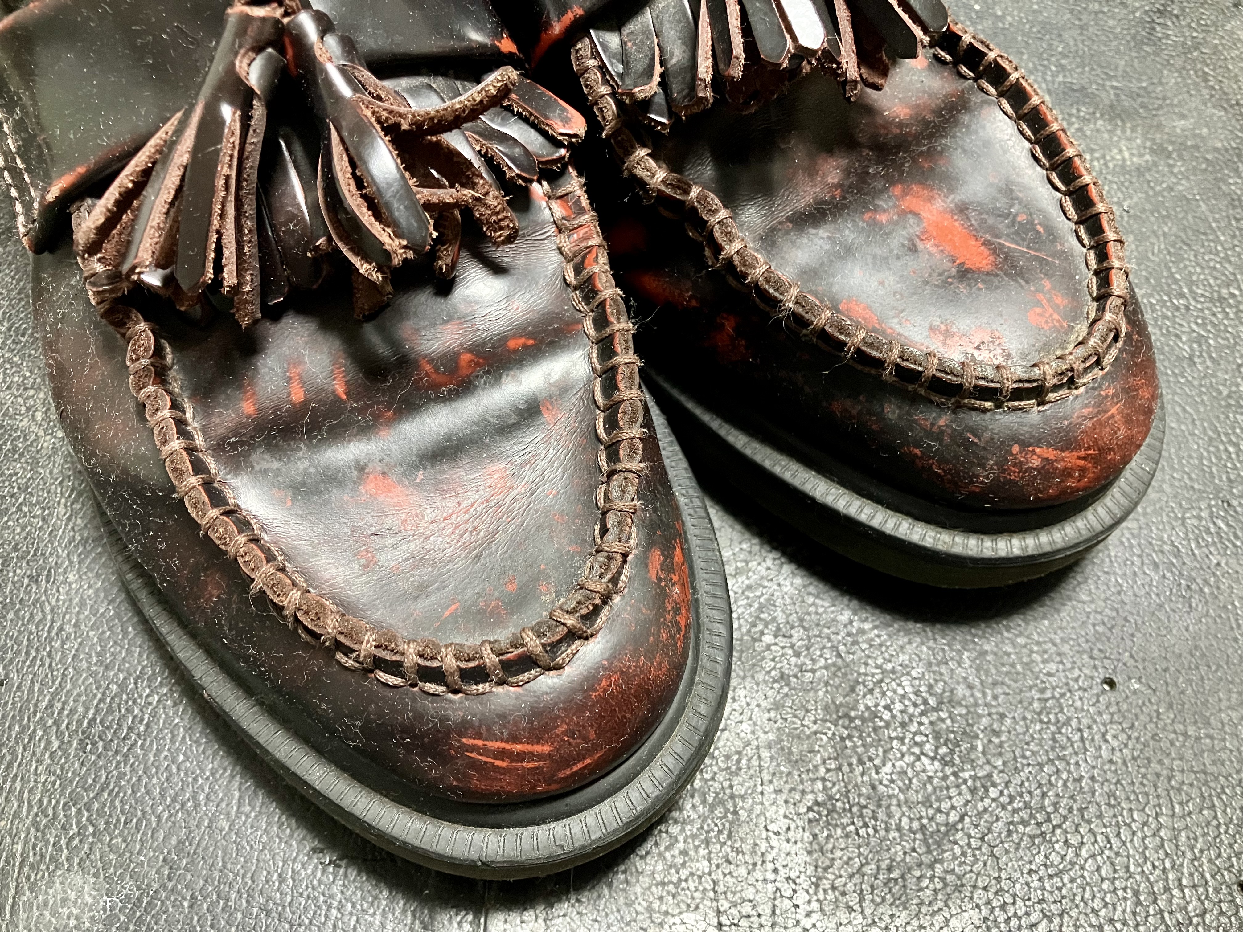 革靴　染め直し　ガラスレザー