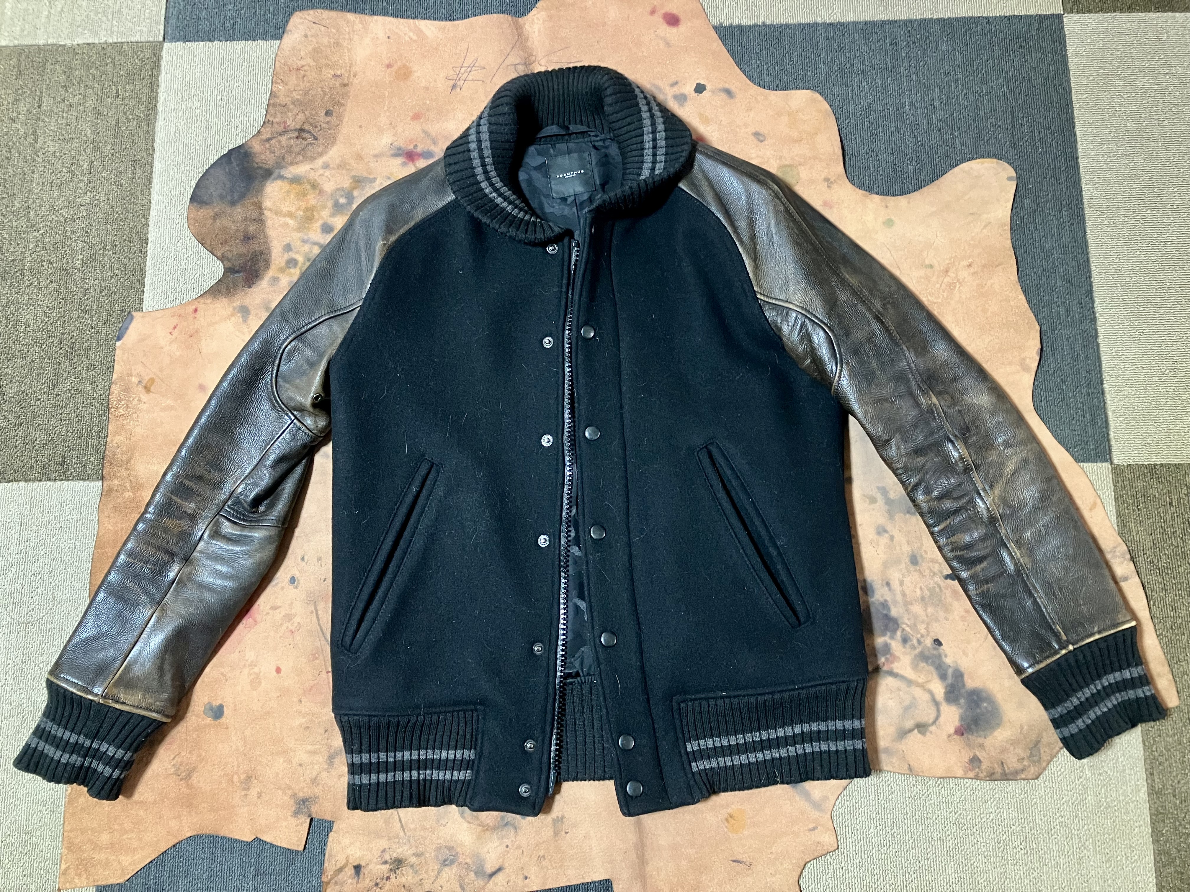 レザージャケット　染め直し　黒色