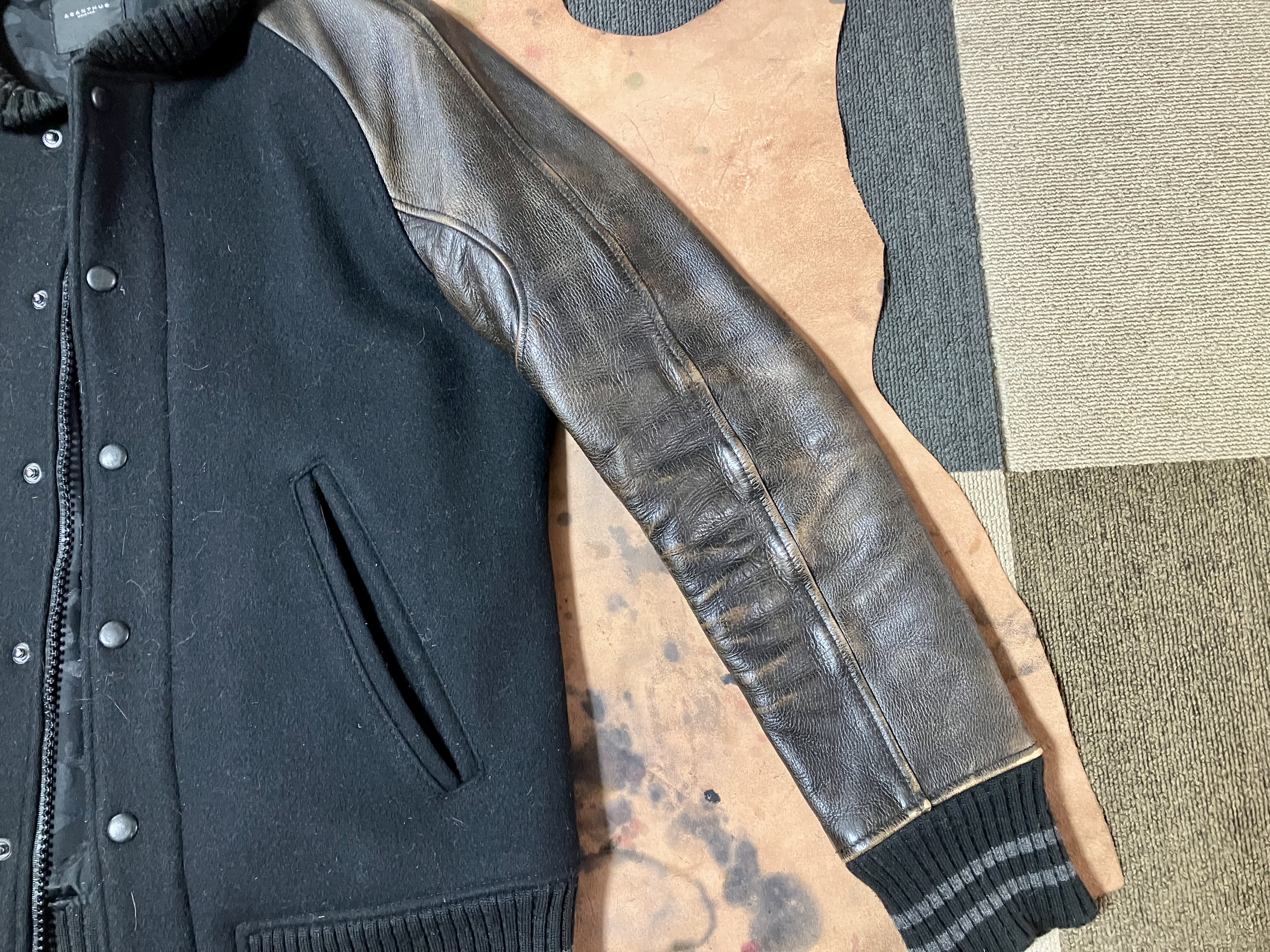 レザージャケット　染め直し　Before
